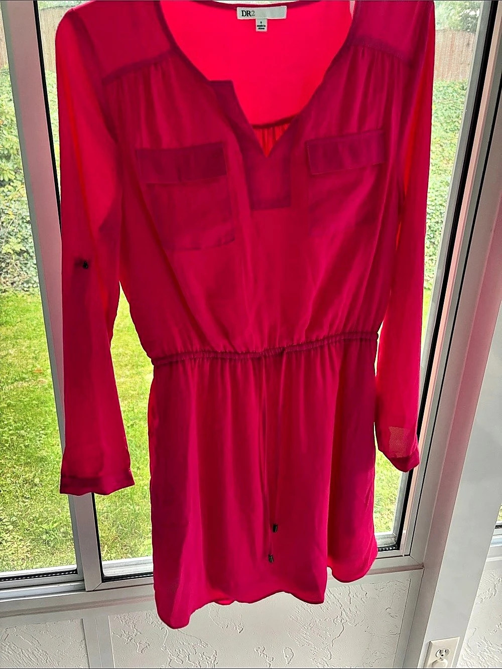 DR2 Long Sleeve Mini Dress in Pink Size Small Like New